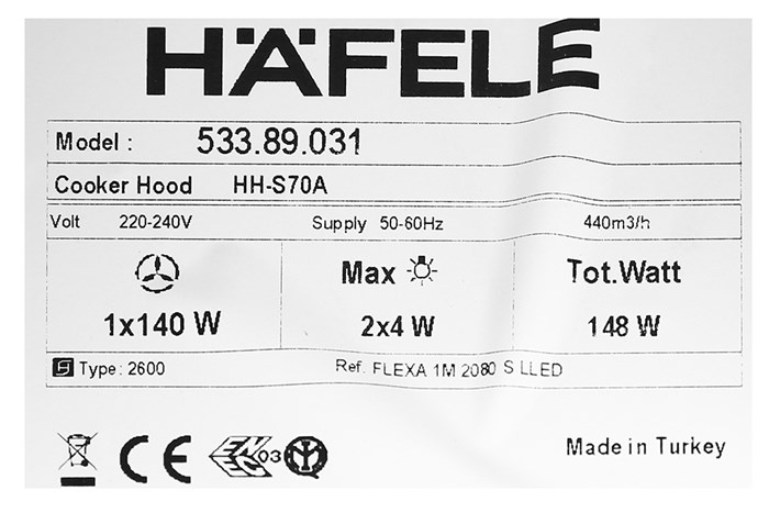 Máy hút mùi âm tủ Hafele HH-S70A (533.89.031)