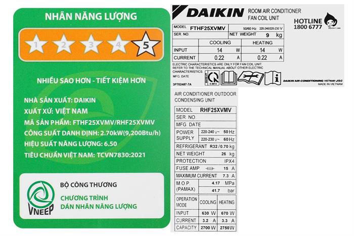 Điều hòa 2 chiều Daikin Inverter 9200 BTU FTHF25XVMV