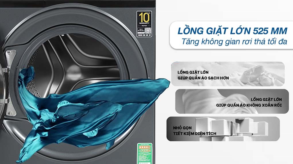 Máy giặt Aqua Inverter 8.5 kg AQD-A852J.BK