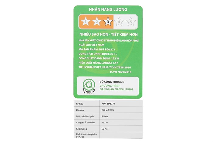 Tủ đông Hòa Phát 271 Lít HPF BD6271