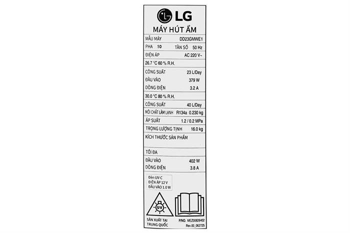 Máy hút ẩm LG Dual Inverter DD23GMWE1.ABAE