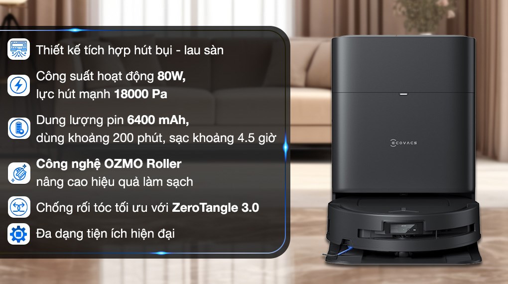 Robot hút bụi lau nhà Ecovacs Deebot T80 Omni