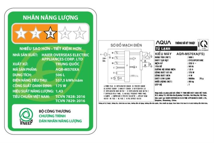Tủ lạnh AQUA Inverter 502 lít Multi Door AQR-M570XA(FS)