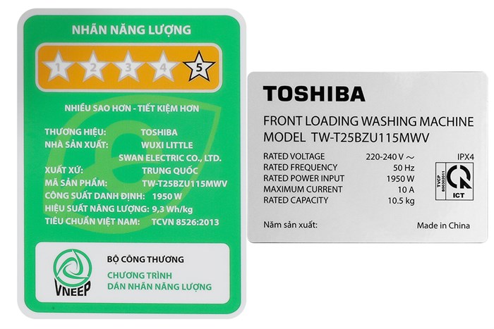 Máy giặt Toshiba Inverter 10.5 kg TW-T25BZU115MWV