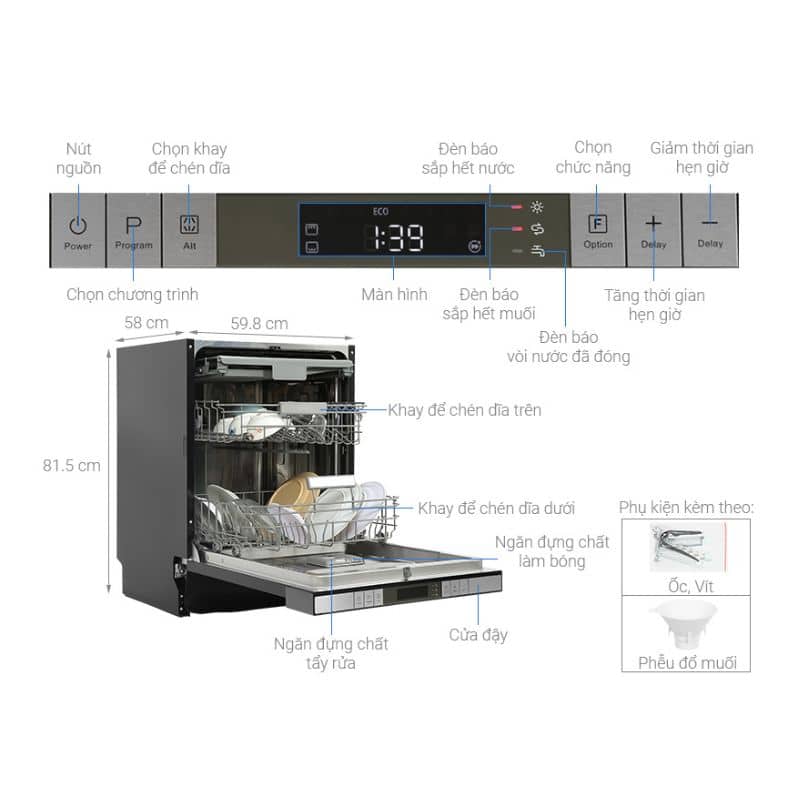 Máy rửa chén bán âm Hafele HDW-SI60AB (538.21.320)