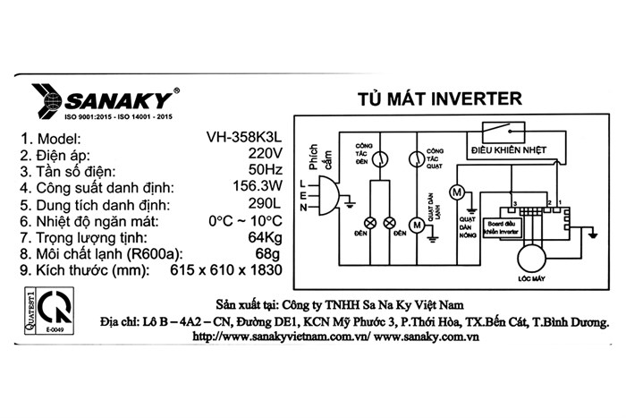 Tủ mát Sanaky Inverter 290 lít TM.VH358K3L