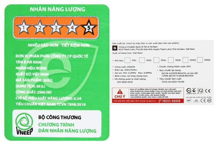 Máy nước nóng gián tiếp Rossi Eleganz 30 lít 2500W REZ30SQ