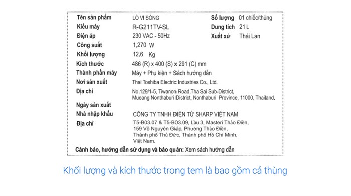 Lò vi sóng có nướng Sharp 21 lít  R-G211TV-SL