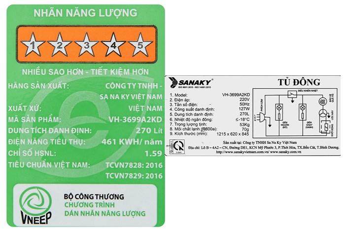 Tủ đông Sanaky 270 lít TD.VH3699A2KD