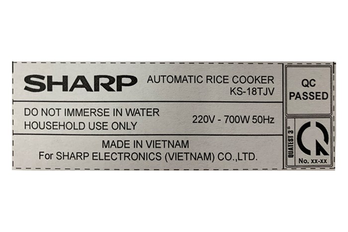Nồi cơm nắp gài Sharp 1.8 lít KS-18TJV