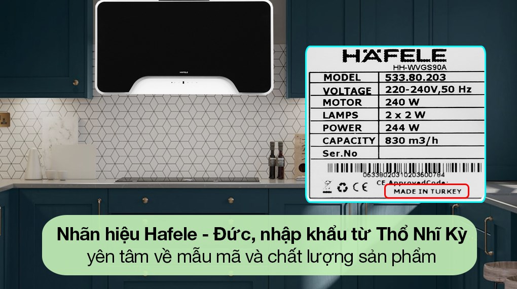 Máy hút mùi kính vát Hafele HH-WVGS90A (533.80.203)