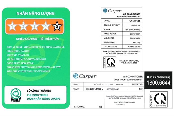 Máy lạnh Casper Inverter 2.5 HP GC-24IS35