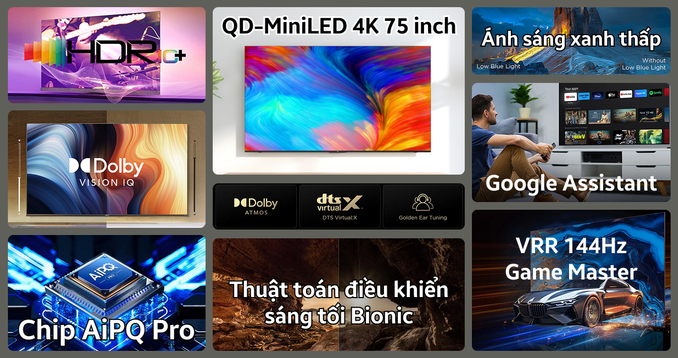 Google Tivi TCL QD-Mini LED AI 4K 75 Inch 75C8K