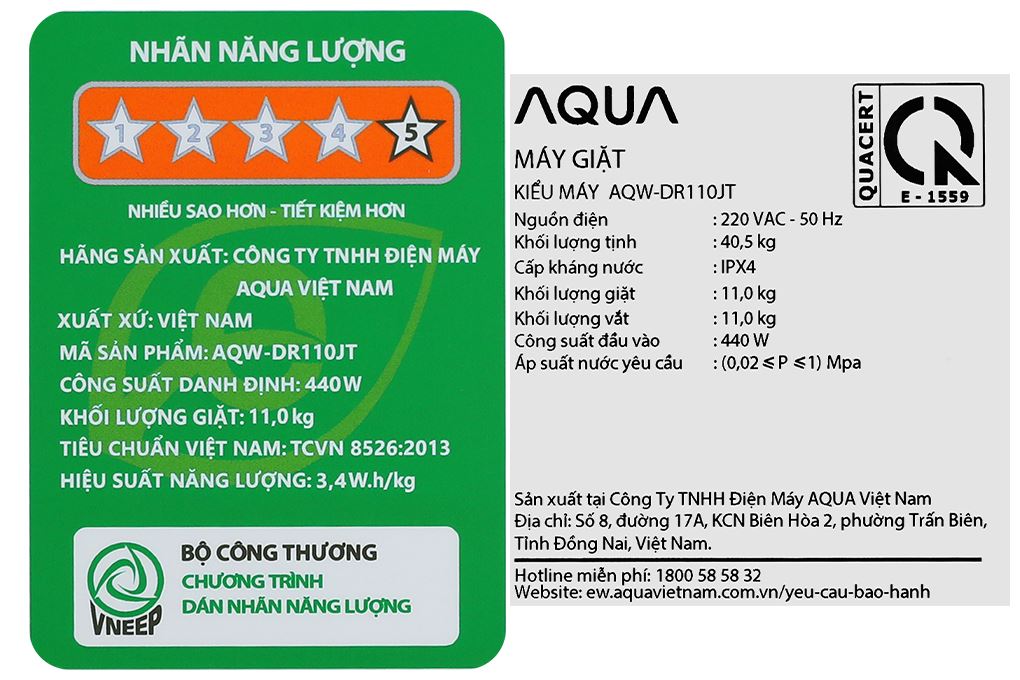 Máy giặt Aqua Inverter 11 kg AQW-DR110JT BK