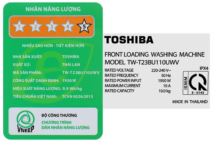 Máy giặt Toshiba Inverter 10 kg TW-T23BU110UWV