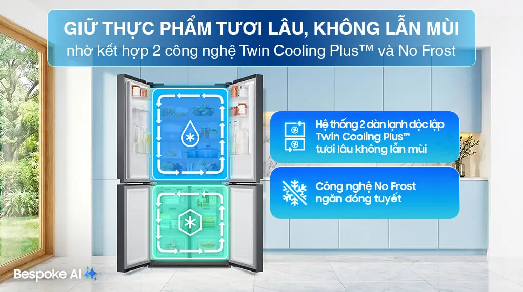 Tủ lạnh Samsung Inverter 488 lít Multi Door RF48A4010B4/SV