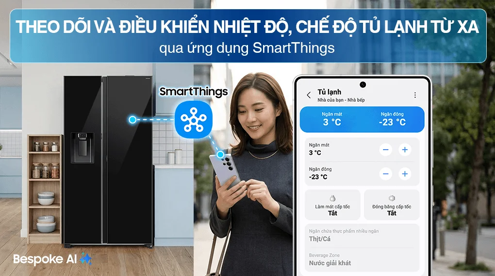 Tủ lạnh Samsung Inverter 634 lít Side By Side RS80F65J2BSV