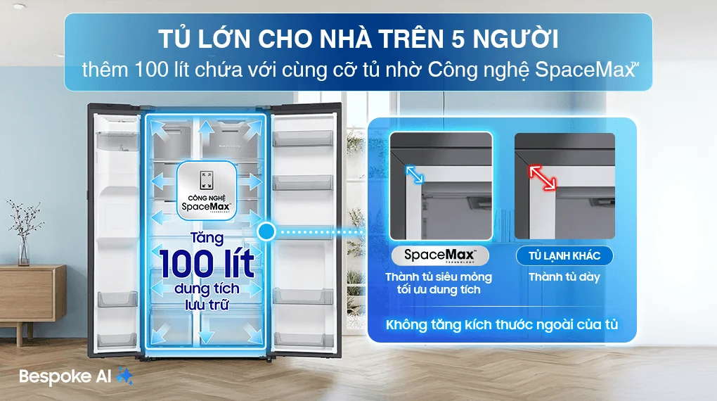 Tủ Lạnh Samsung Inverter 615 Lít AI Home RS90F65D2FSV