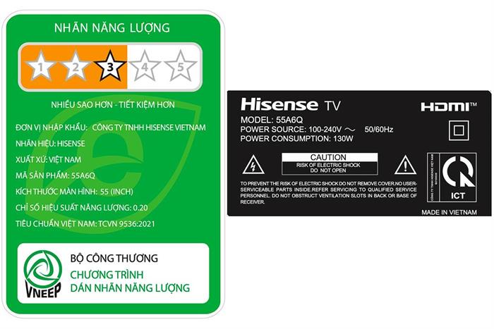 Smart Tivi Hisense 4K 55 inch 55A6Q