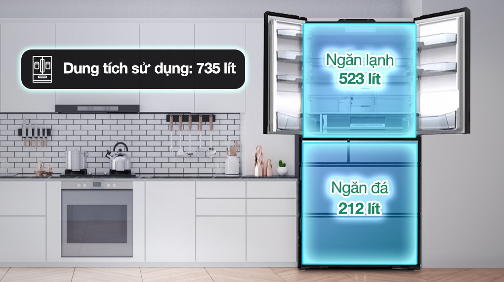 Tủ lạnh Hitachi Inverter 735 lít Multi Door R-ZX740KV X