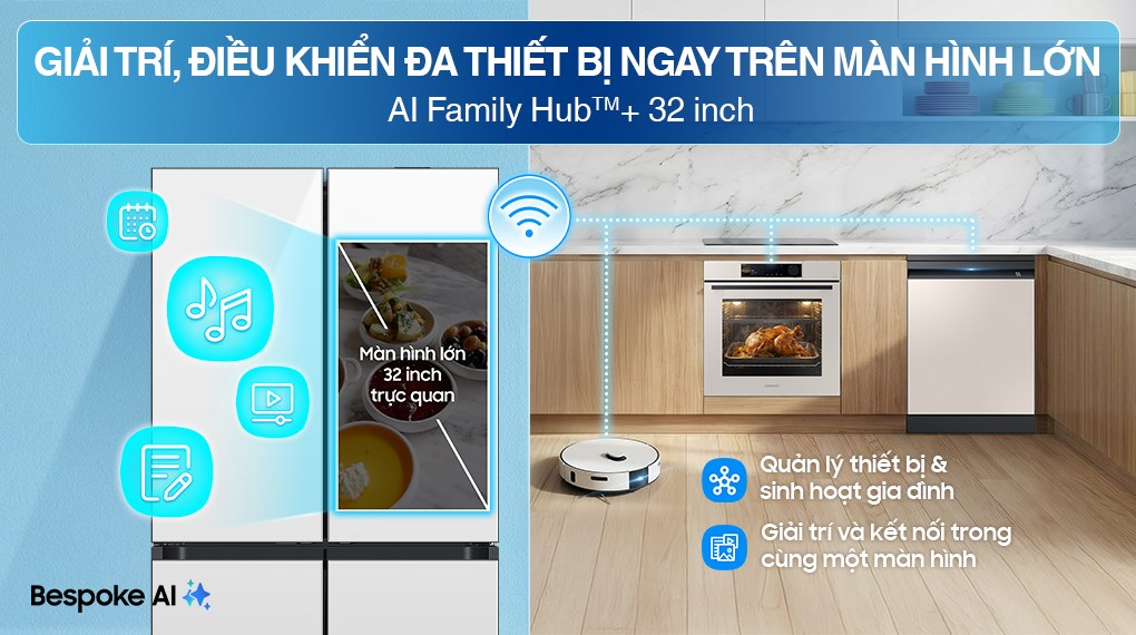 Tủ lạnh Samsung Inverter 636 lít Multi Door Bespoke RF65DB990012SV