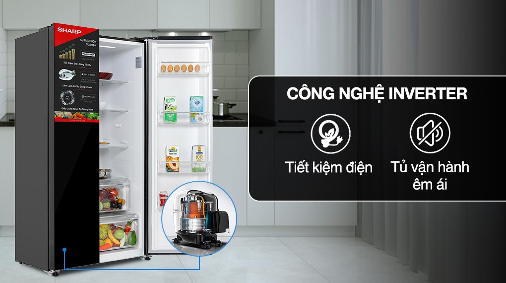 Tủ lạnh Sharp Inverter 532 lít Side By Side SJ-SBX530VG-BK