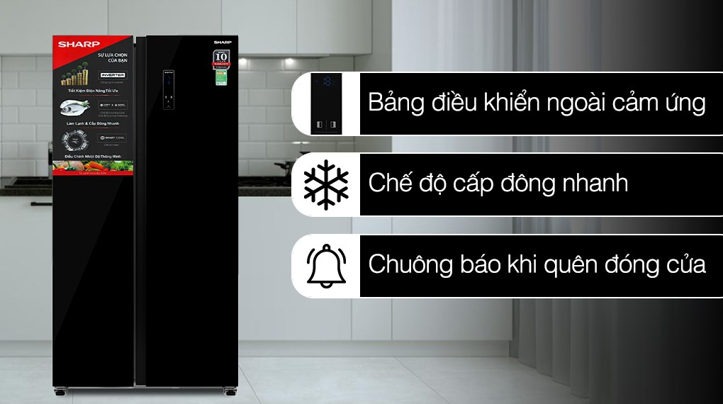 Tủ lạnh Sharp Inverter 532 lít Side By Side SJ-SBX530VG-BK