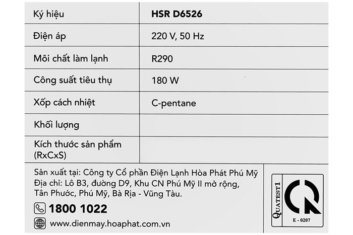 Tủ mát 2 cánh Hòa Phát 526 lít HSR D6526