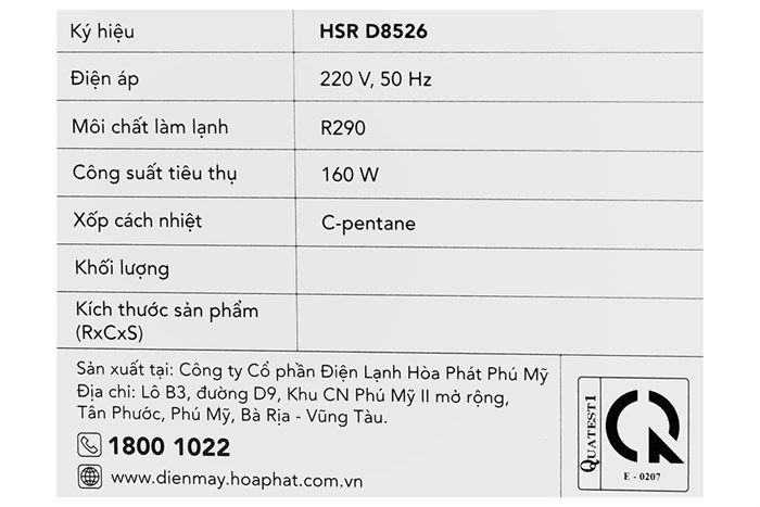 Tủ mát 2 cánh Hòa Phát Inverter 526 lít HSR D8526