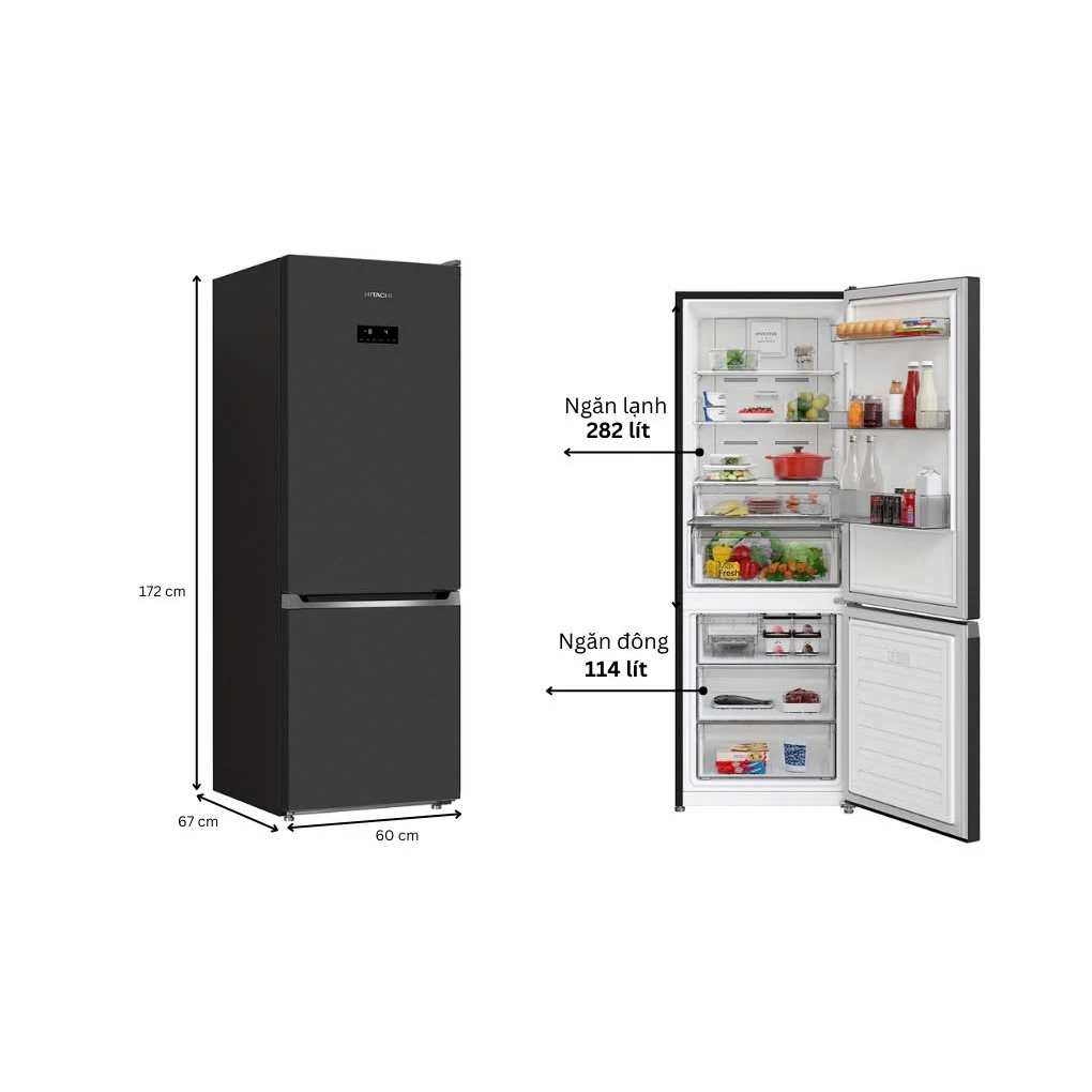 Tủ lạnh Hitachi Inverter 365 lít R-B375EGV1