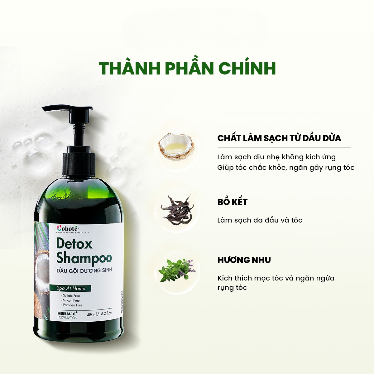 Dầu gội dưỡng sinh Coboté 480ml (Detox Shampoo)