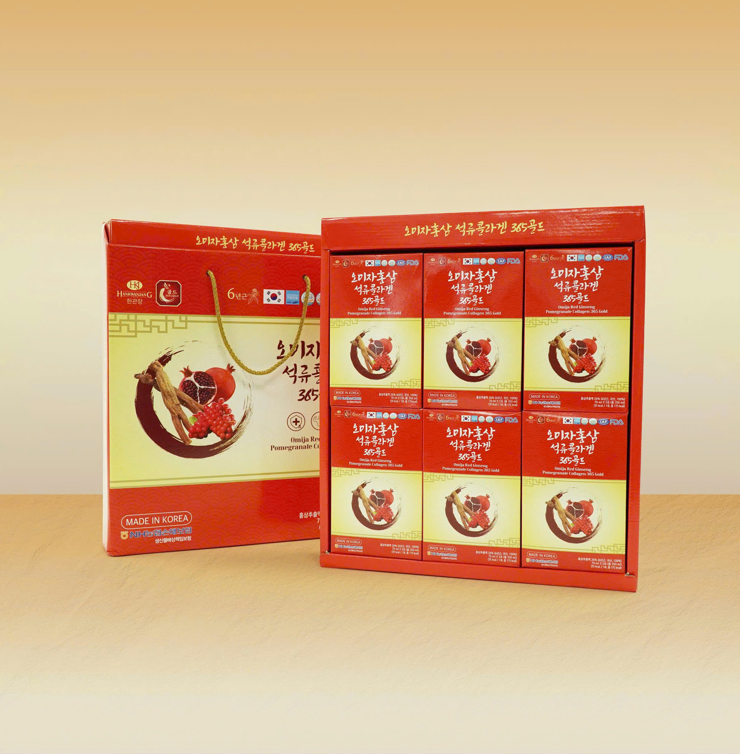 Nước hồng sâm lựu Omija Red Ginseng Pomegranate Collagen 365 Gold Hộp 30 gói x 70ml
