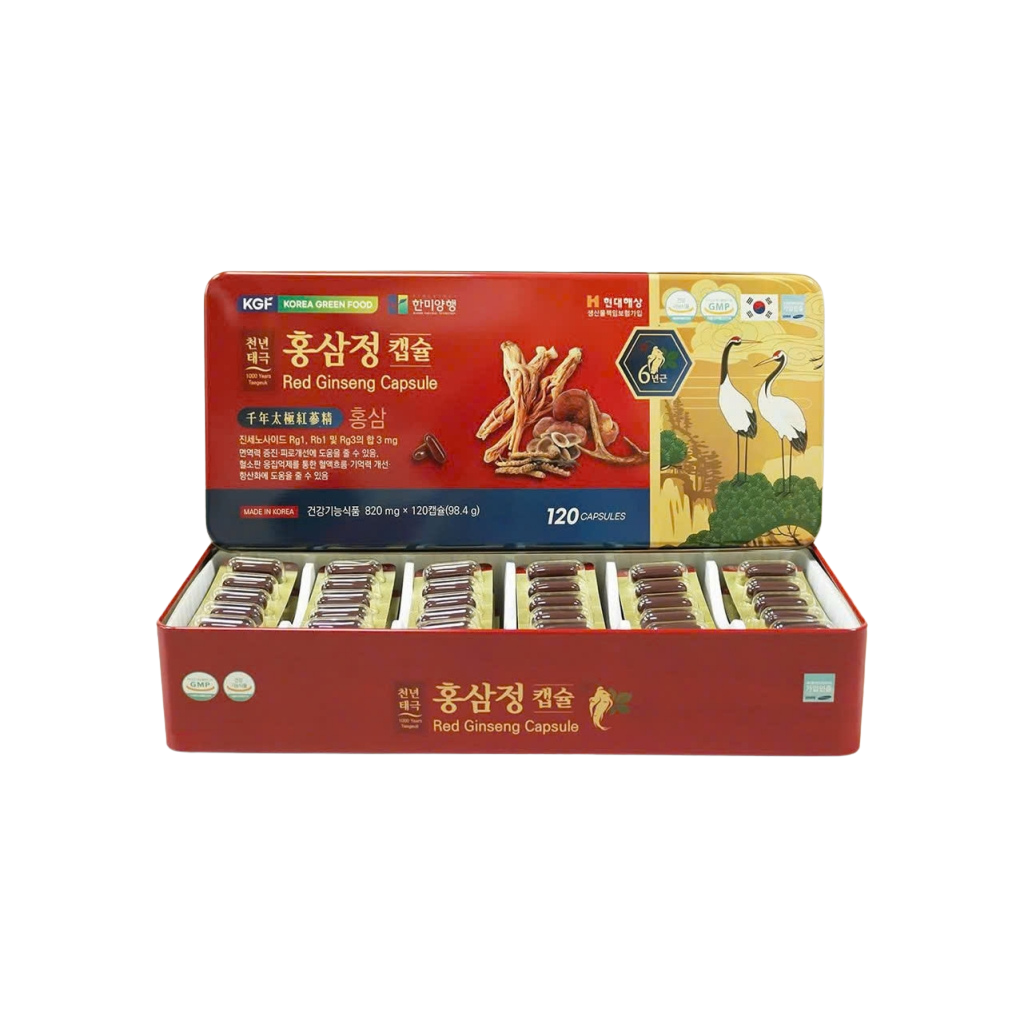 Viên đạm hồng Sâm nhung hươu Linh Chi 1000 Years Taegeuk Red Ginseng Capsule hộp 120 viên