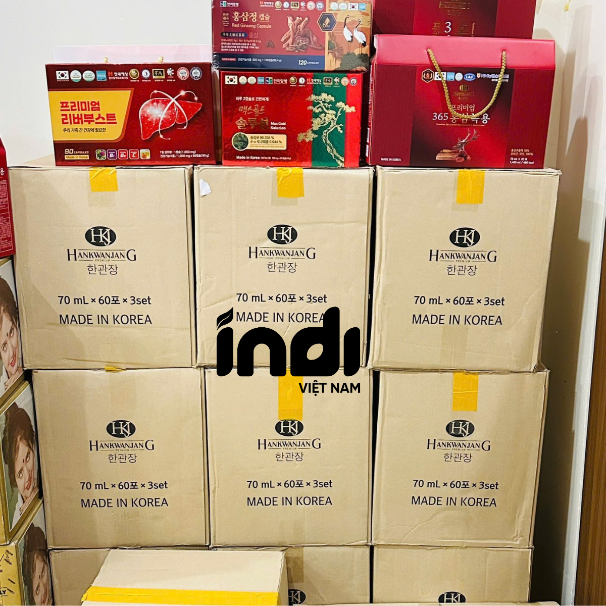 Nước Hồng Sâm Linh Chi Nhung Hươu Hàn Quốc Hankwanjang Premium 365 Korean Red Ginseng & Deer Antler 60 Gói