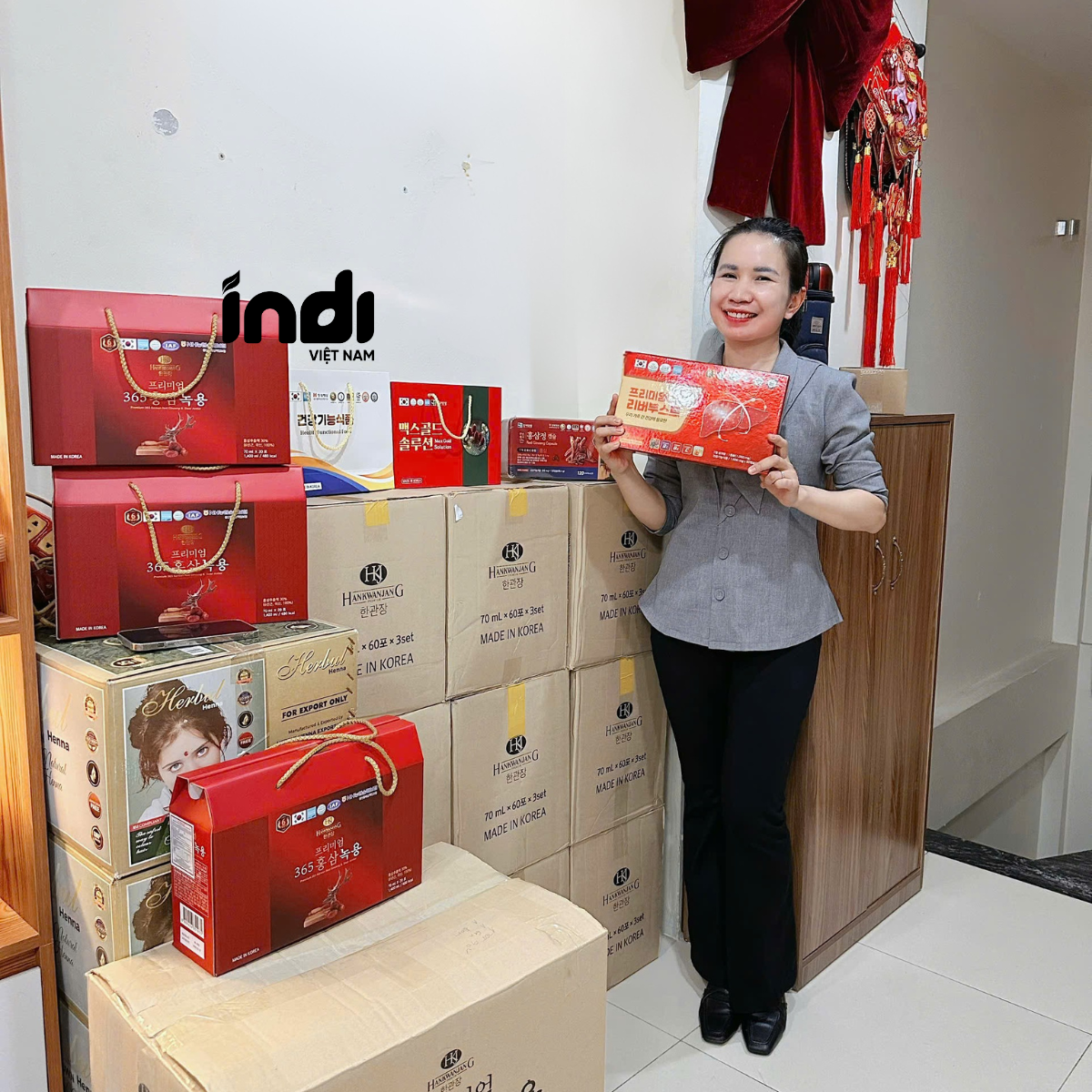 Nước Hồng Sâm Linh Chi Nhung Hươu Hàn Quốc Hankwanjang Premium 365 Korean Red Ginseng & Deer Antler 60 Gói
