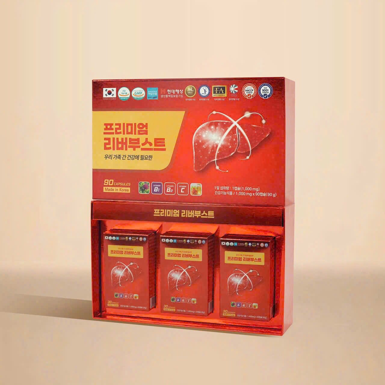 Viên uống bổ gan giải độc gan Hàn Quốc Premium Liver Boost hộp 90 viên