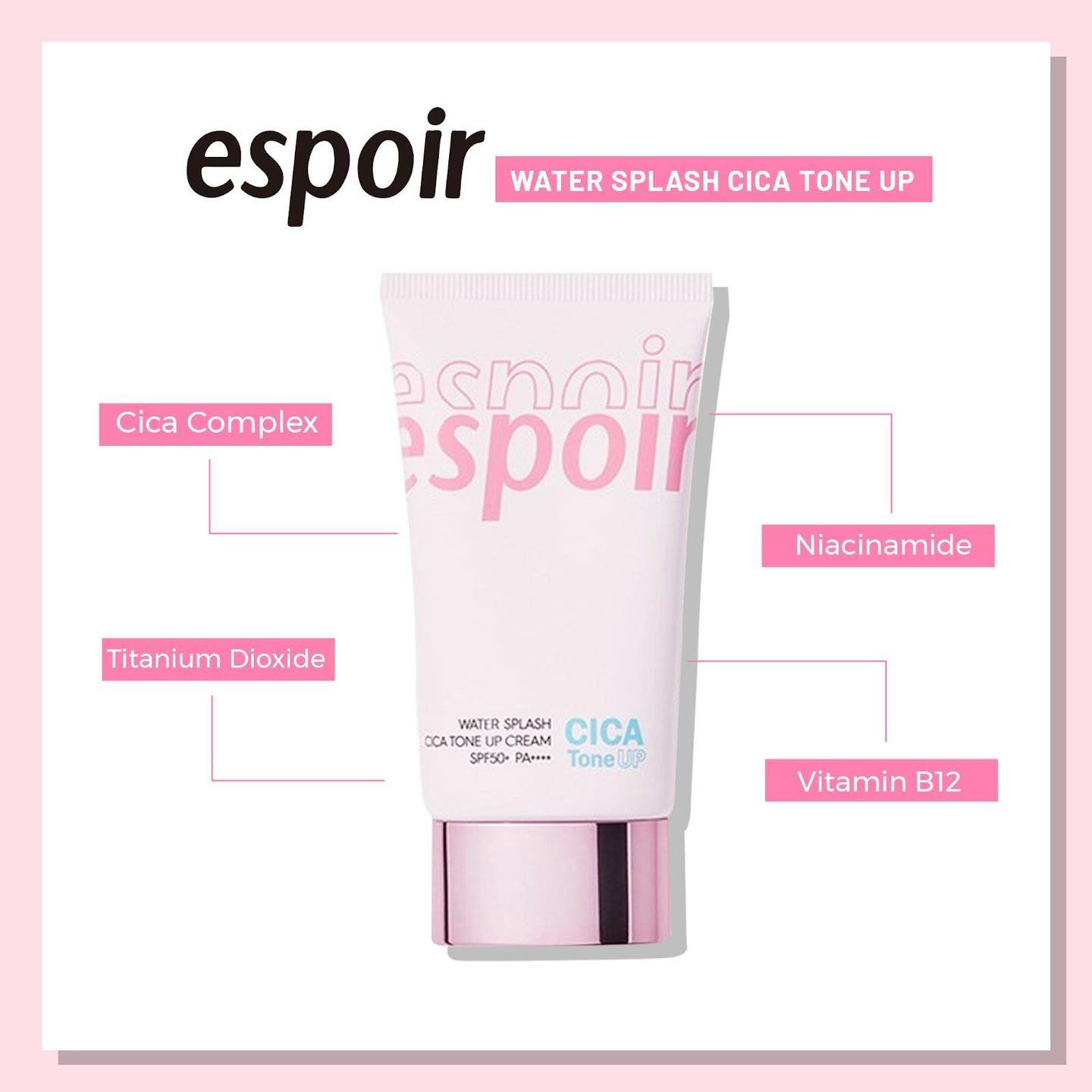 Kem chống nắng Espoir Water Splash Cica Tone Up Sun Cream SPF50+ PA++++ 60ml