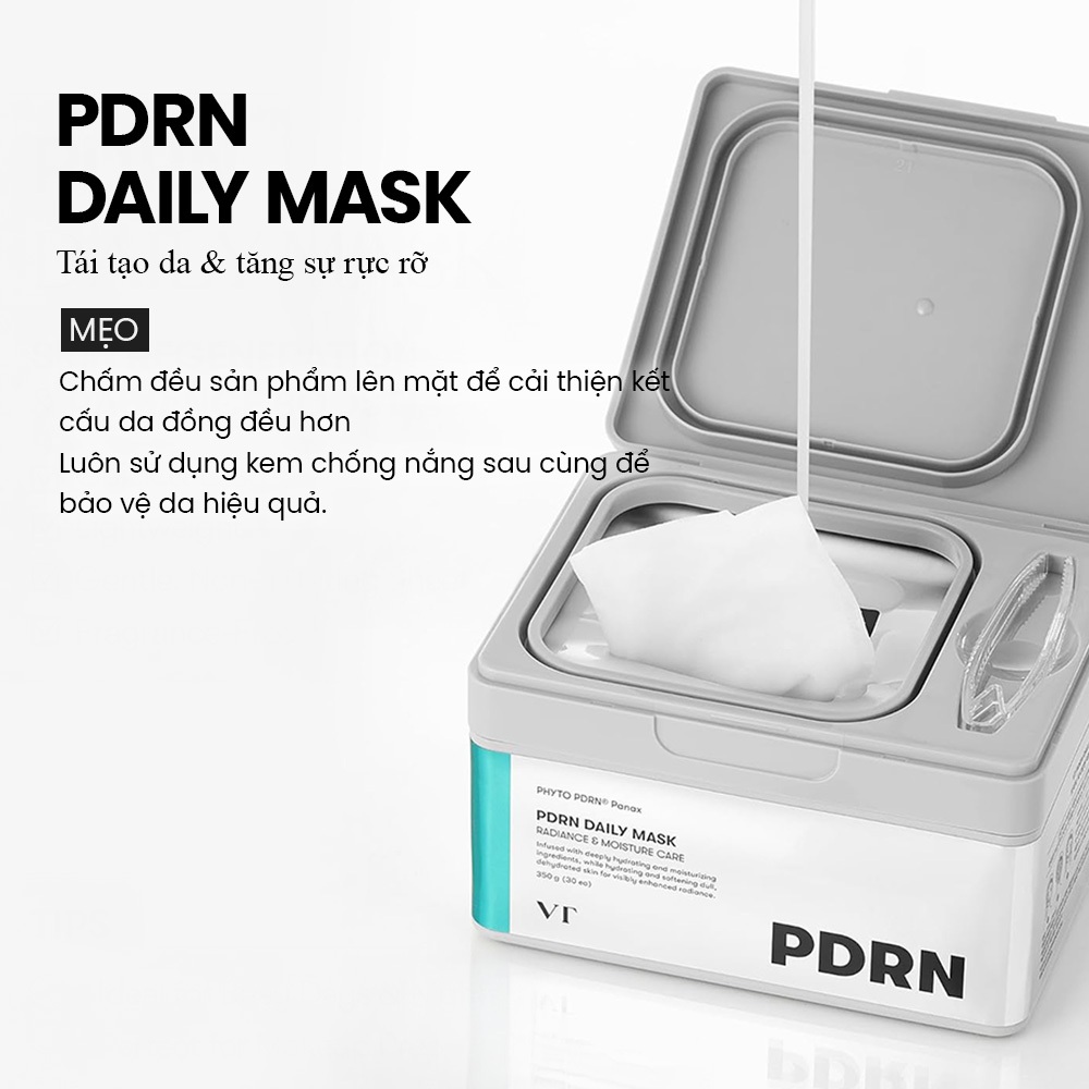 Mặt nạ cải thiện nếp nhăn, làm sáng da VT PDRN Daily Mask 350g/30 miếng