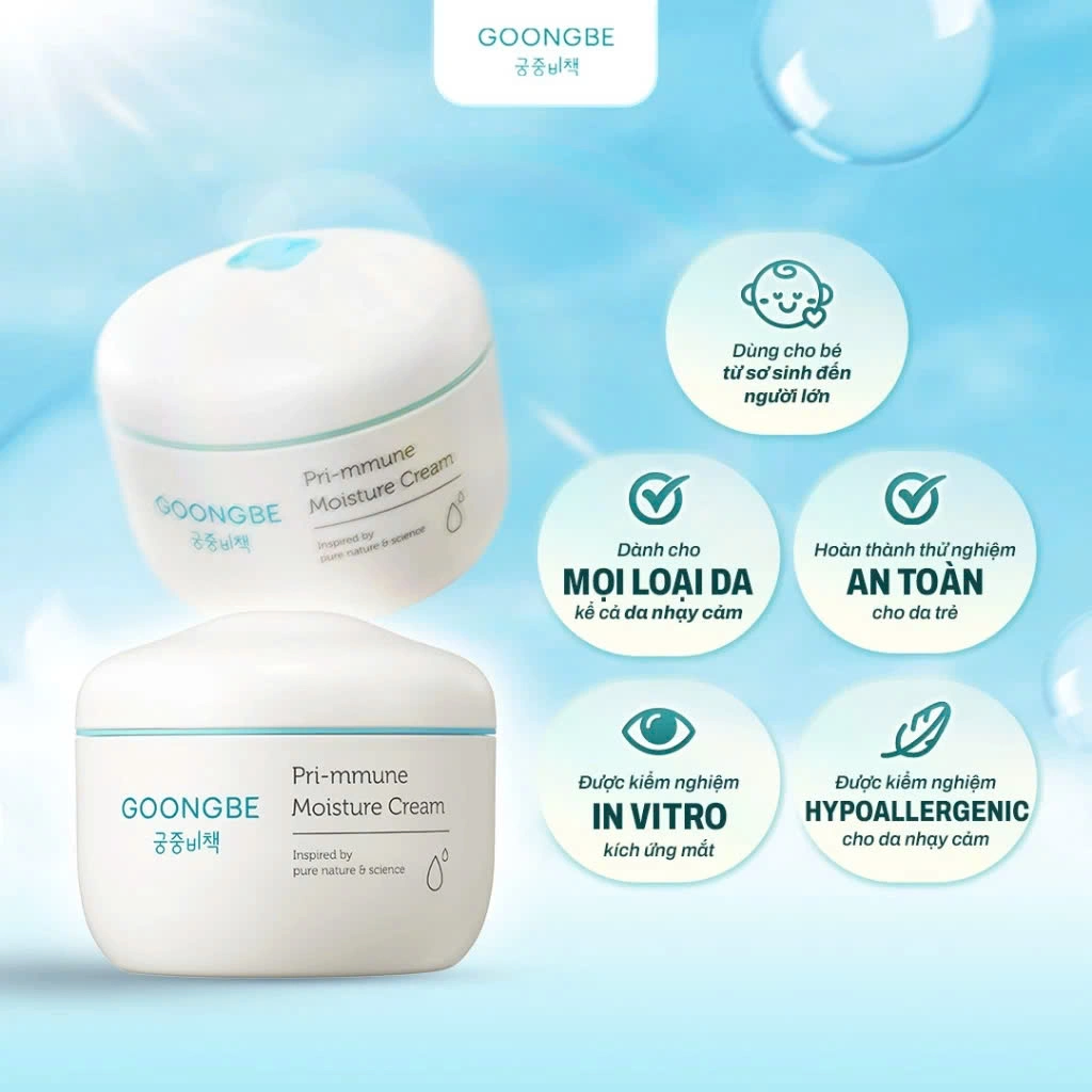 Kem dưỡng ẩm GOONGBE Primmune Moisture Cream Cho Bé Từ Sơ Sinh