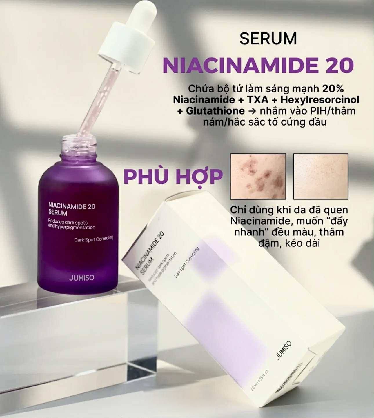 Tinh chất dưỡng sáng, mờ thâm Jumiso Niacinamide Serum 40ml