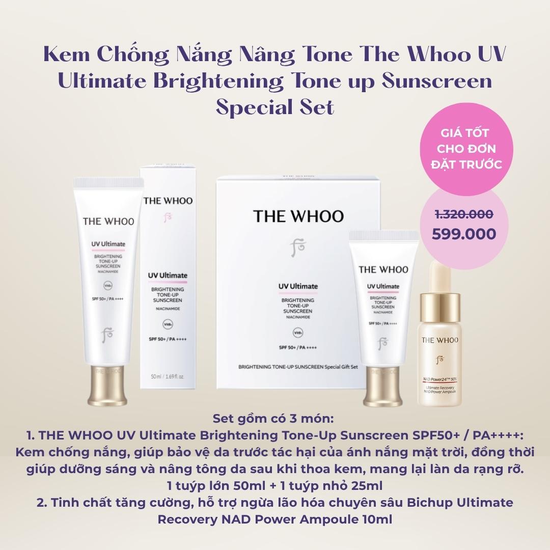 Bộ 3 sản phẩm The Whoo UV Ultimate Brightening Tone-Up Sun Special Set