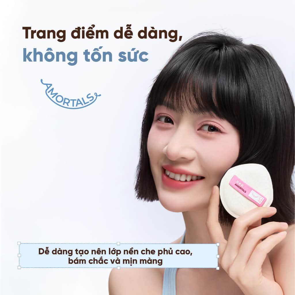 Bộ Bông Mút Trang Điểm Amortals Original Series Black Plus Foundation Puff Set (1 Bông phấn phủ+2 Bông phấn ướt)