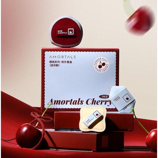 Bộ bông phấn Amortals Cherry Series (gồm 3 Bông phấn mini/bộ)