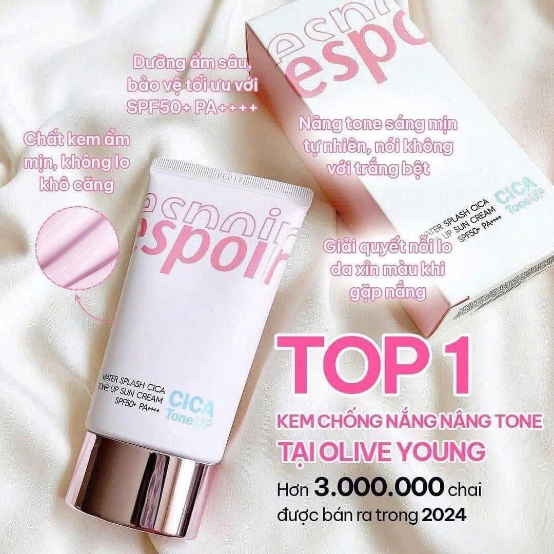 Kem chống nắng Espoir Water Splash Cica Tone Up Sun Cream SPF50+ PA++++ 60ml