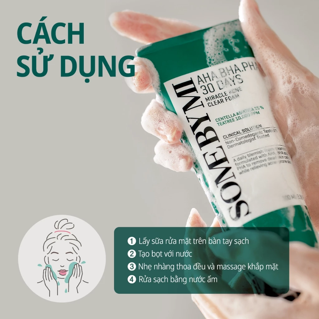 Sữa rửa mặt Some By Mi AHA-BHA-PHA 30 Days Miracle Acne Clear Foam 100ml