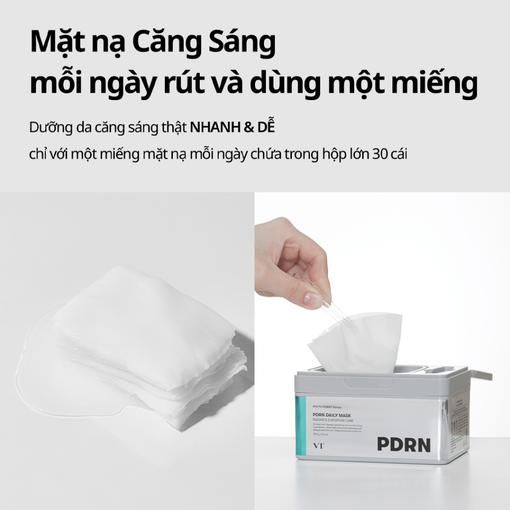 Mặt nạ cải thiện nếp nhăn, làm sáng da VT PDRN Daily Mask 350g/30 miếng
