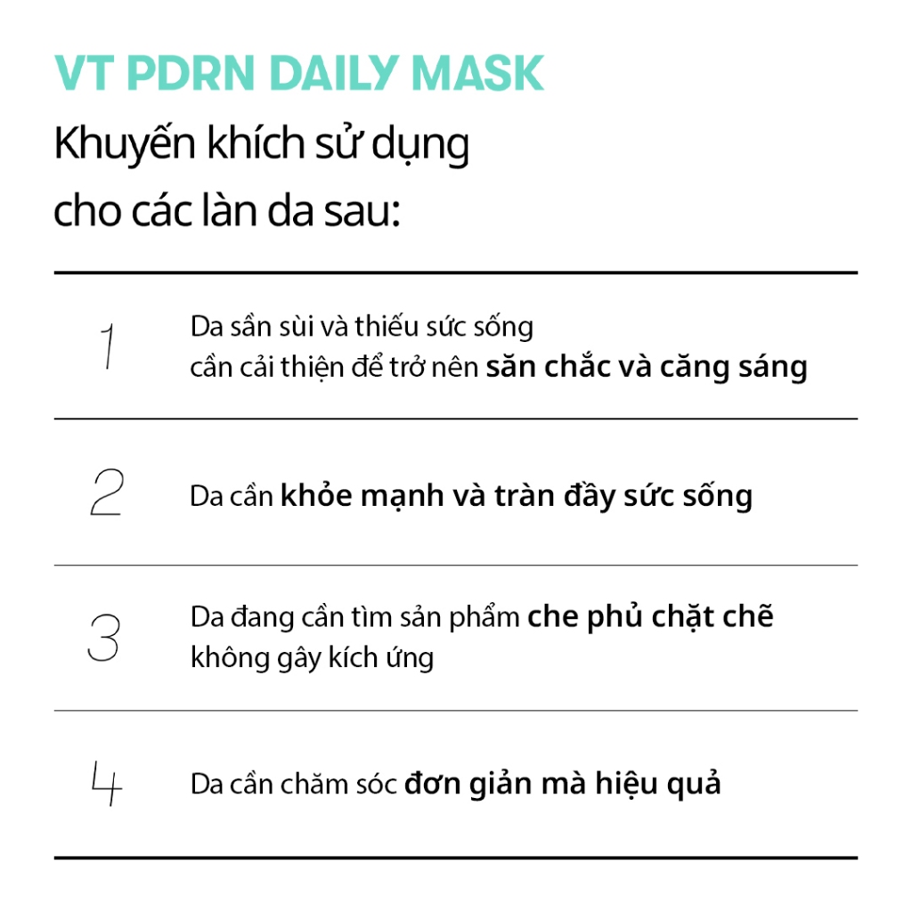 Mặt nạ cải thiện nếp nhăn, làm sáng da VT PDRN Daily Mask 350g/30 miếng