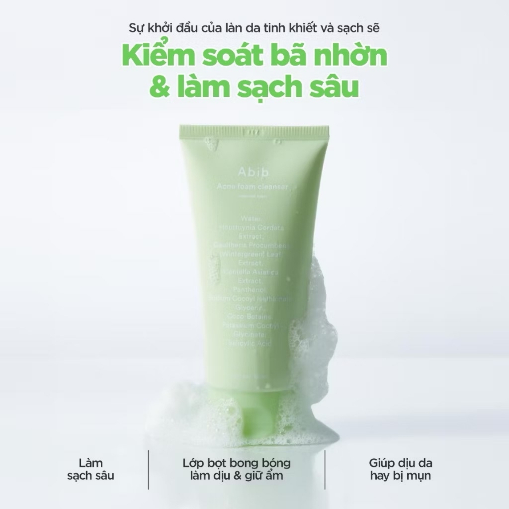 Sữa rửa mặt diếp cá ngừa mụn Abib Acne Foam Cleanser Heartleaf Foam 150ml