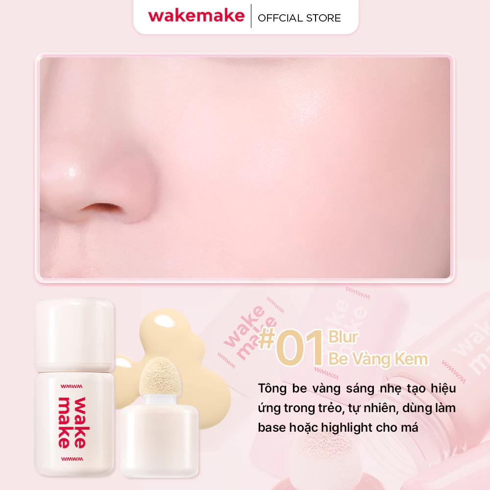 Má hồng dạng kem Wakemake Shaking Blur Check 4g