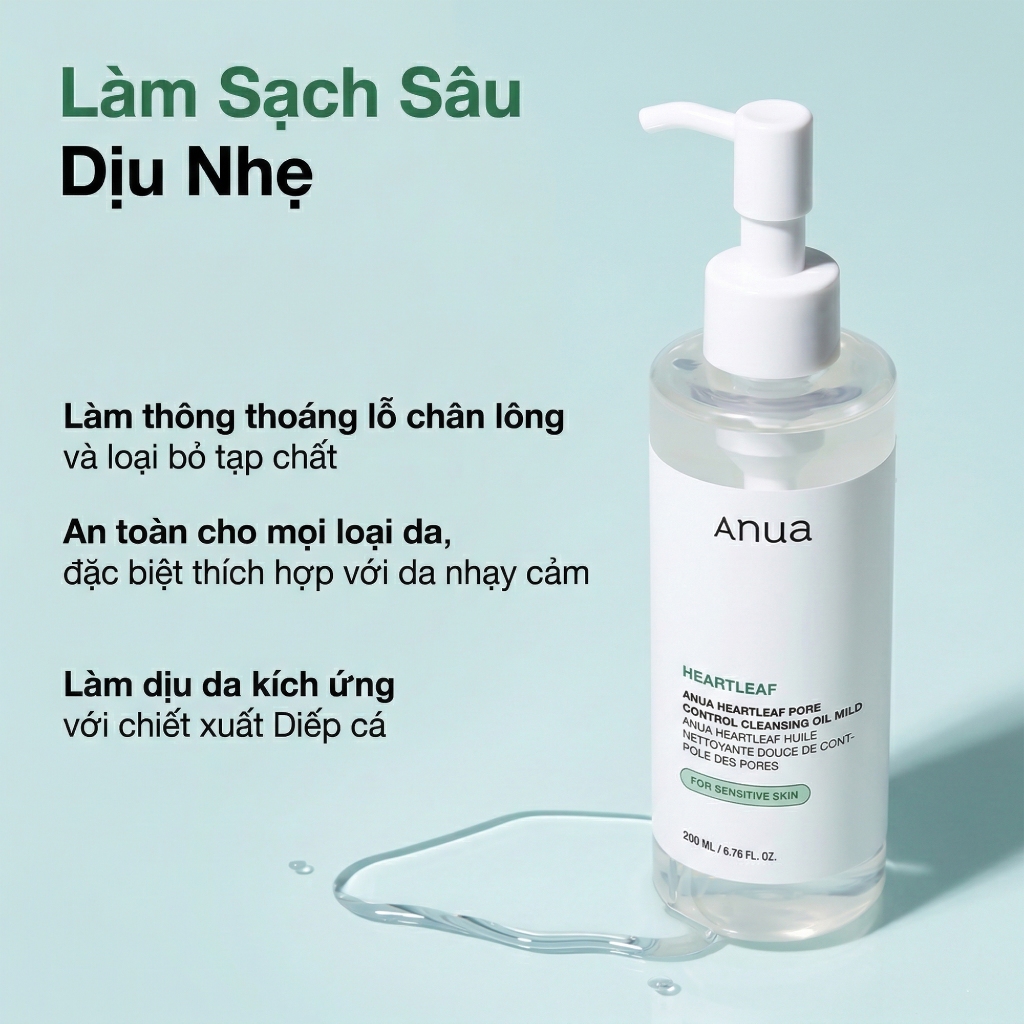 Dầu tẩy trang diếp cá Anua Heartleaf Pore Control Cleansing Oil 200ml